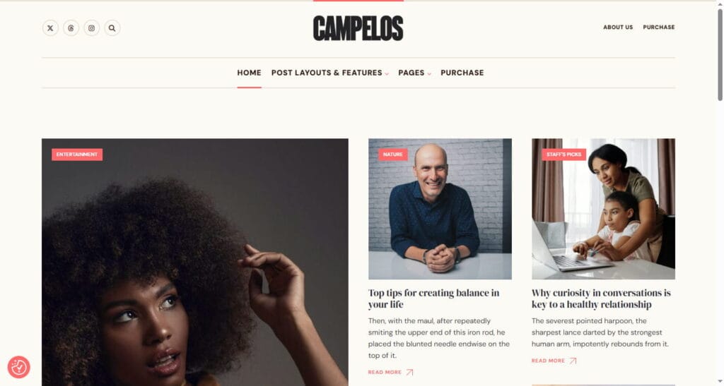 Campelos – A Beautifully Crafted Blog WordPress Theme