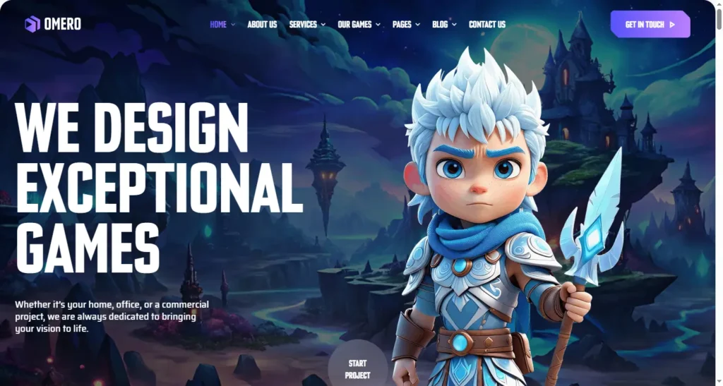 Omero – Indie Games studio WordPress Theme